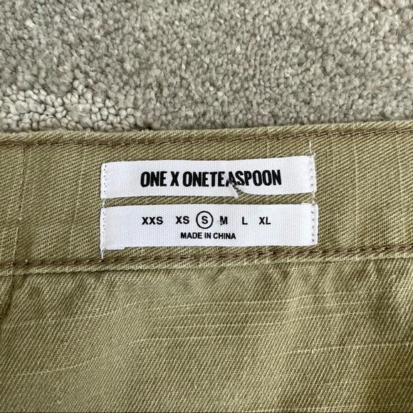 One Teaspoon Cococash Khaki Asymmetric Raw Hem Cotton Wrap Skirt EUC Size Small - Picture 6 of 12